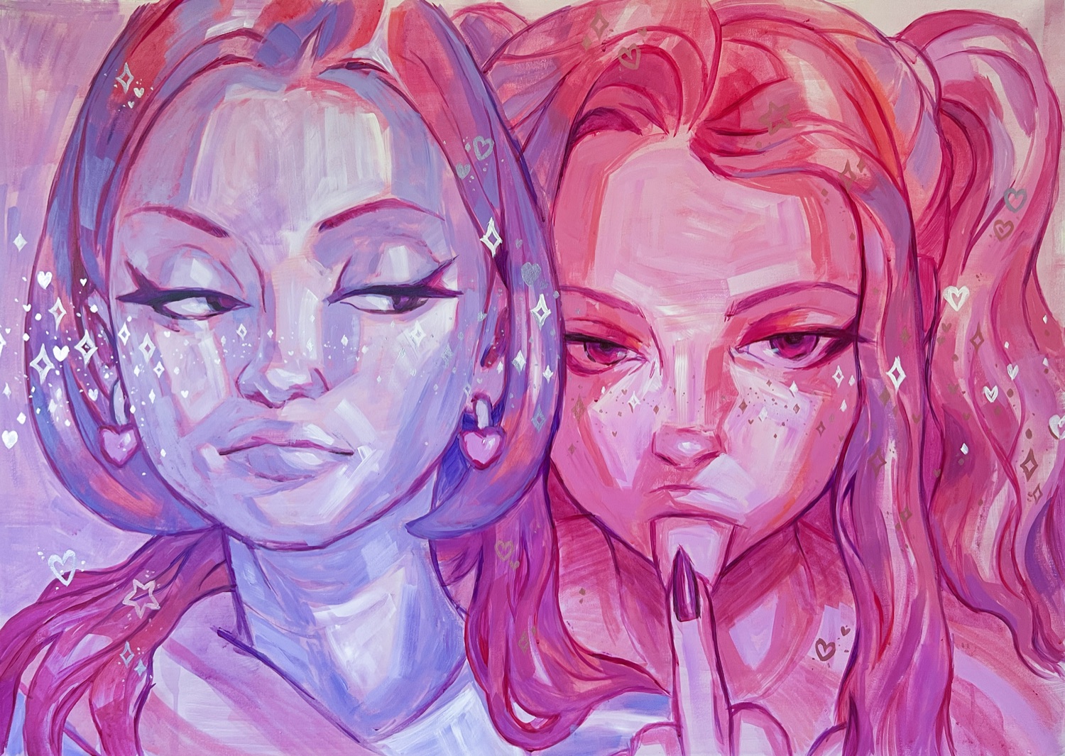 Sisters — original acrylic painting on canvas by Katerina Francesca